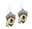 Mspiercing Sterling Silver Earrings With Official Licensed Pewter NFL Charm, Washington Redskins