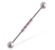 Industrial straight barbell with ribbed center, 14 ga