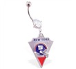 Belly Ring with official licensed NFL charm, New York Giants