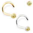 14K Gold nose screw with 1.5mm Peridot gem