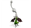 Jeweled belly ring with dangling glittery fairy
