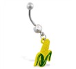 Jeweled belly ring with Dangling Ear Of Corn