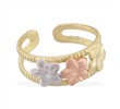 14K Yellow Gold Toe Ring With Yellow, Rose And White Gold Triple Flowers