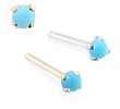 14K Gold Customizable Nose Stud with 2mm Round Cabochon Turquoise