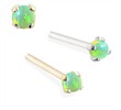 14K Gold Customizable Nose Stud with 2mm Round Green Opal