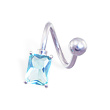 Twister barbell with light blue stone, 14 ga