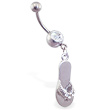 Belly ring with dangling jeweled flipflop