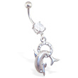 Navel ring with dangling dolphin and hoop