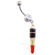 Navel ring with dangling lipstick