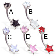 Double jewel pronged star belly ring