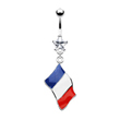 Belly ring with dangling French flag