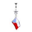 Belly ring with dangling Czech flag