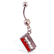 Belly Ring with Dangling Bloody Razor Blade