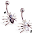 Jeweled spider navel ring