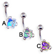 Belly ring with square crystal