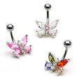 Small jeweled butterfly belly ring