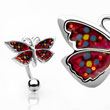 Red glitter reversed butterfly belly ring