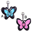 Jeweled acrylic butterfly belly ring