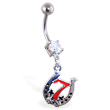 Navel ring with dangling lucky 