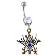 Navel ring with dangling dragon head with gold colored star