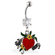 Navel ring with dangling heart 