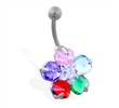 Flower belly ring with 5 multi-color petals