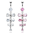 Belly ring with multi dangling jeweled bows
