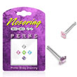 Sterling silver nose pin pack with square assorted colored gems, 20 ga