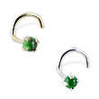 14K Gold Nose Screw with 2mm Round Cabochon Emerald