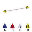 Long barbell (industrial barbell) with double striped cones, 16 ga