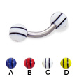 Curved barbell with double striped balls, 12 ga