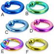 Titanium anodized captive bead ring, 6 ga