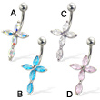 Cross of gems belly button ring