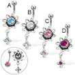 2-In-1 Belly Button Ring with Dangling Flower (Removable Charm!)