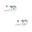 Sterling silver heart with stone straight nose bone, 20 ga