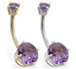 14K Gold double jeweled Alexandrite belly ring
