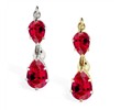 14K Gold reversed belly ring with double Ruby teardrop dangle