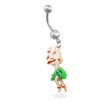 Belly ring with dangling hula girl