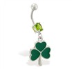 Belly ring with dangling three leaf clover