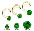 14K Gold Nose Screw With Round Emerald