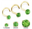 14K Gold Nose Screw With Round Peridot