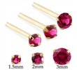 14K Gold Long Customizable Nose Stud with Round Ruby