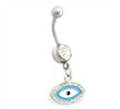 Belly ring with dangling jeweled eyeball