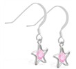 Sterling Silver Earrings with dangling Pink Tourmaline jeweled star