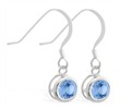 Sterling Silver Earrings with 5mm Bezel Set round 5mm Blue Zircon