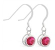 Sterling Silver Earrings with 5mm Bezel Set round 5mm Ruby