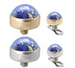 14K Gold internally threaded dermal top ball with 4mm Lapis Cabochon