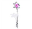 Reversible Flower Belly Ring with Dangling Chains