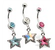 Jewled Belly Ring, with Dangling Star, AB