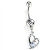 Jeweled Dangling Heart Belly Ring